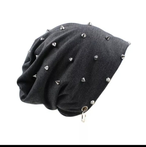 Black Punk spiked beanie cap - Picture 1 of 9